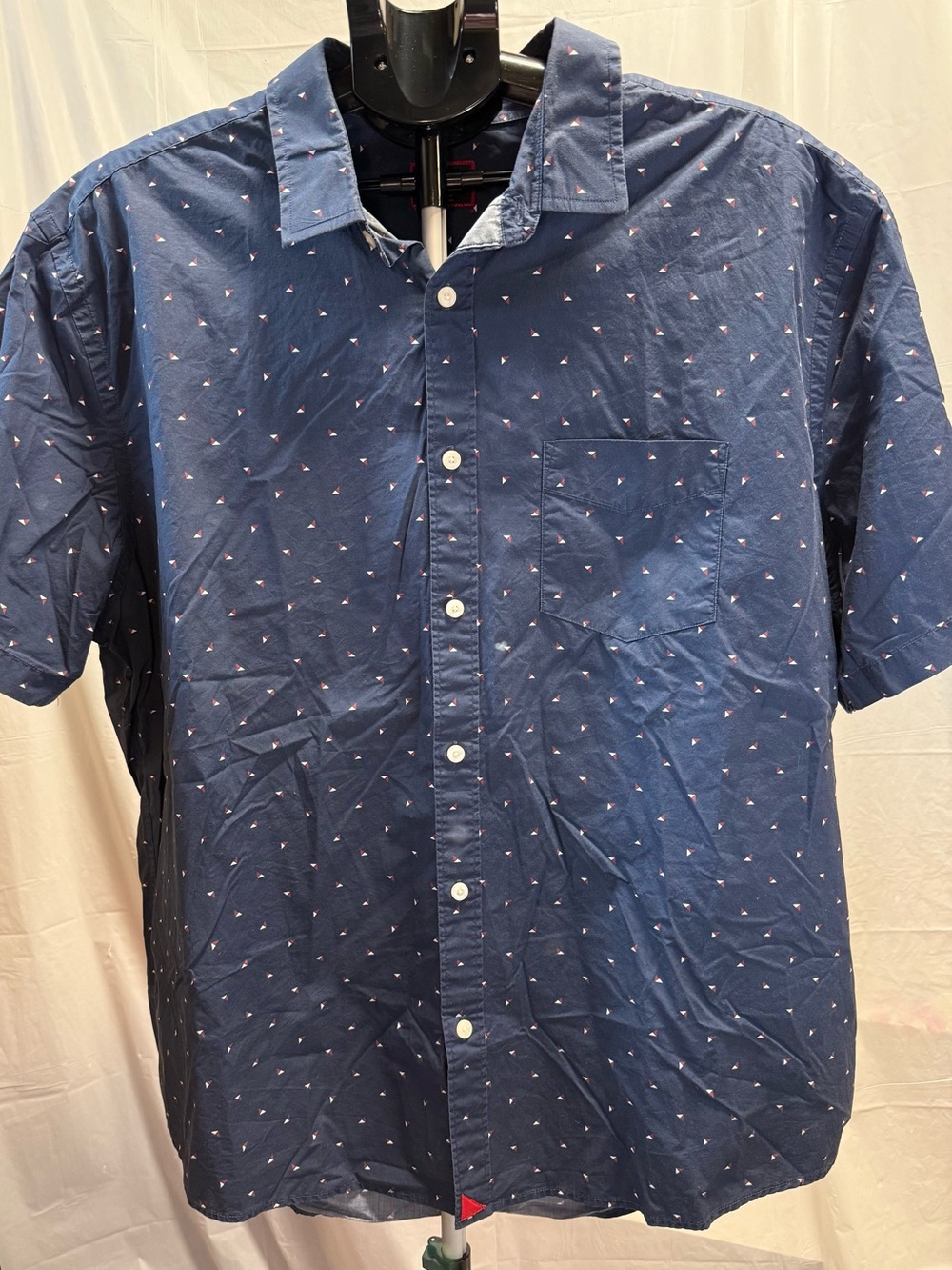 UNTUCKit Decoy XXXL Blue Geometric Print Short Sleeve Button Down Shirt